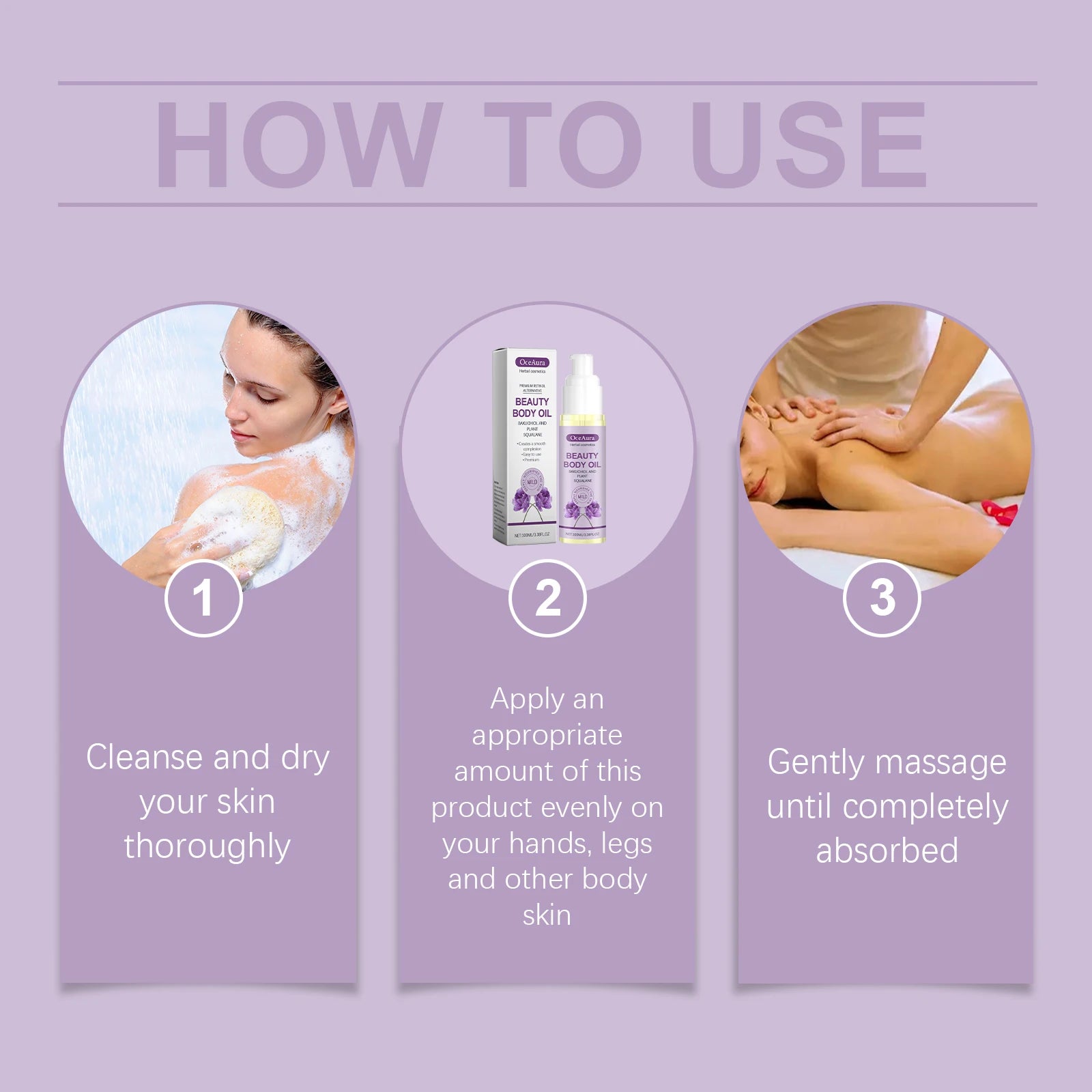 Oceaura Beauty Body Oil Repair Damaged Skin Improve Skin Elasticity Non-greasy Relief Stress and Anxiety Body Essence Oil