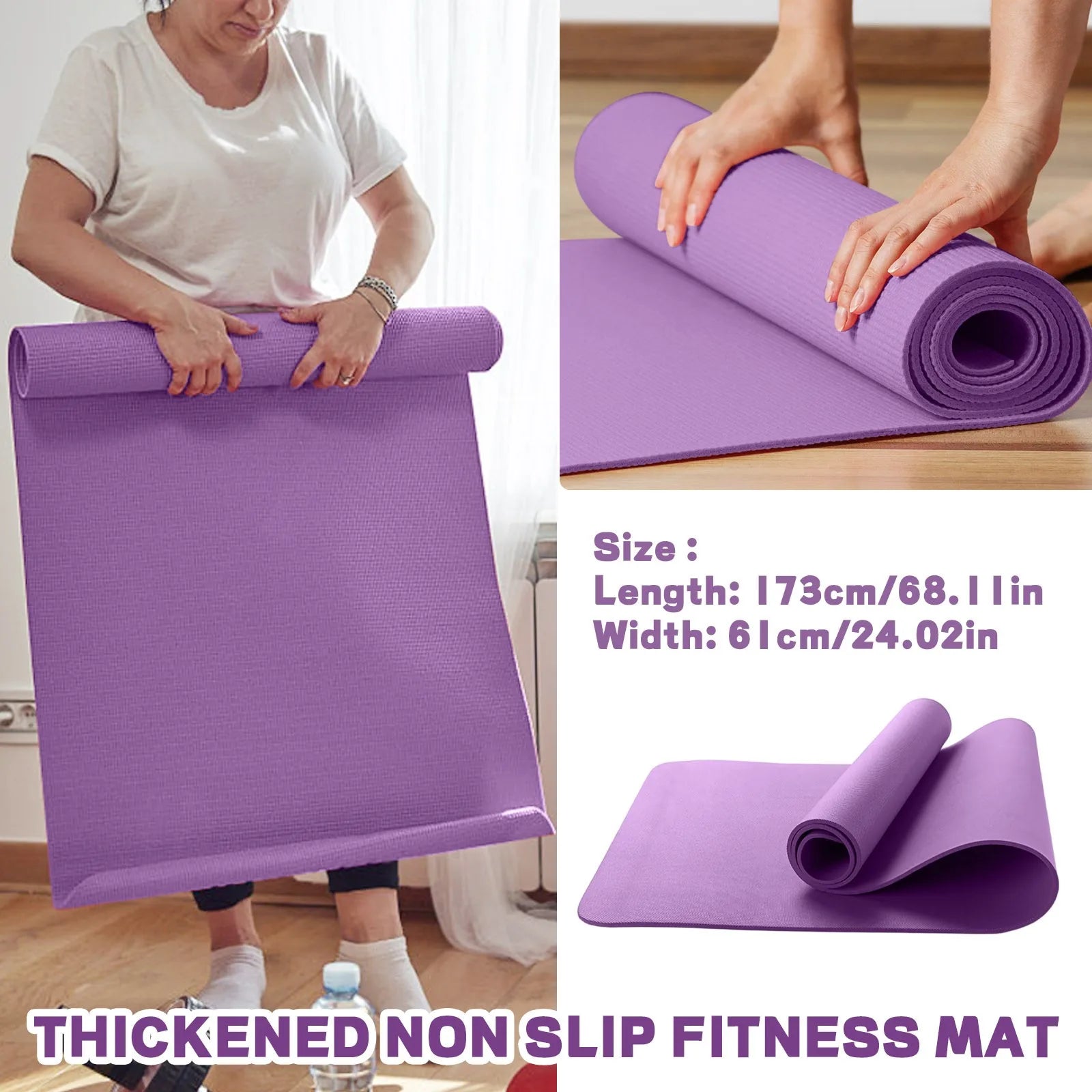 Foldable Yoga Mat Eco Friendly EVA Folding Travel Fitness Exercise Mat 173*61*0.4cm for Yoga Pilates & Floor Workouts
