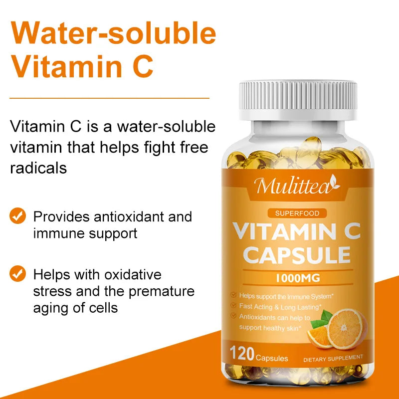 Mulittea Vitamin C 1000mg Rich In Antioxidant Helps Skin & nail and Hair Health Beauty Health Helper